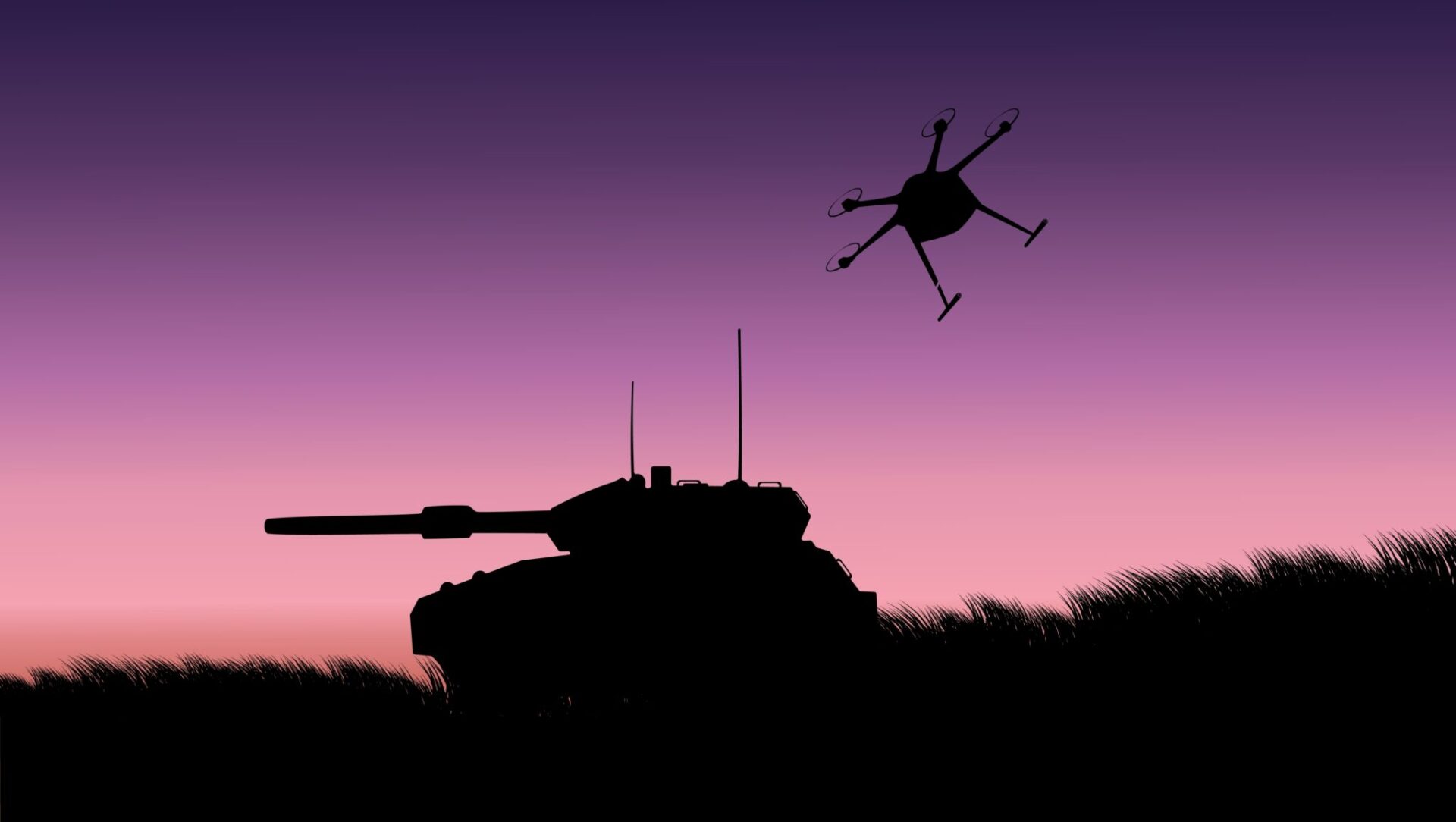 Drone,Attacks,A,Tank,,Flat,Color,Illustration